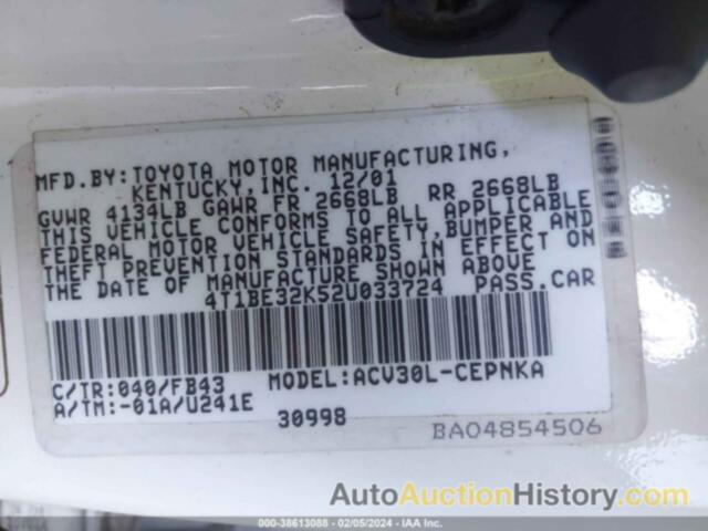 TOYOTA CAMRY LE, 4T1BE32K52U033724