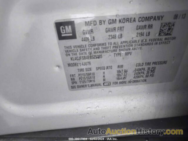 BUICK ENCORE CONVENIENCE, KL4CJFSB4EB525385