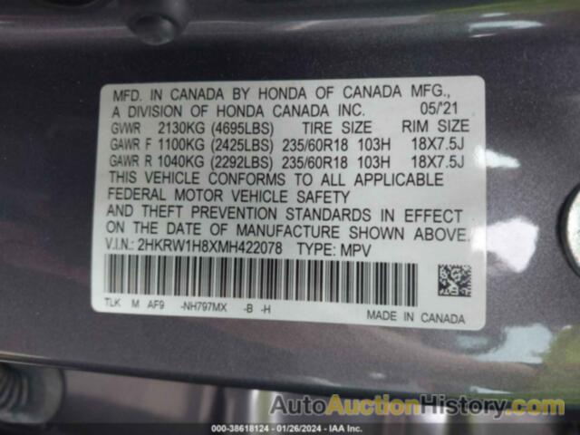 HONDA CR-V 2WD EX-L, 2HKRW1H8XMH422078