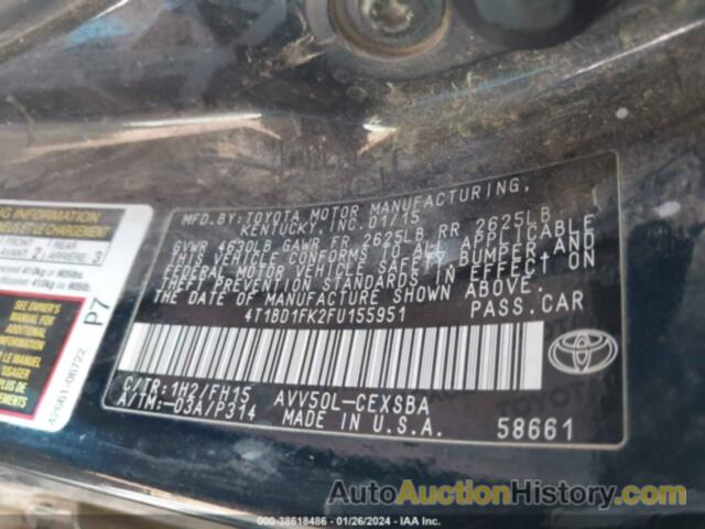 TOYOTA CAMRY HYBRID SE, 4T1BD1FK2FU155951