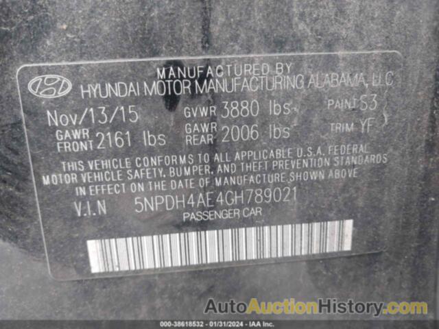 HYUNDAI ELANTRA SE, 5NPDH4AE4GH789021