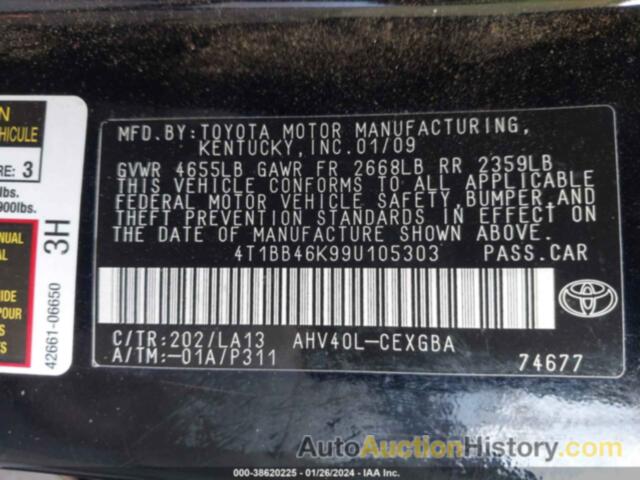 TOYOTA CAMRY HYBRID, 4T1BB46K99U105303