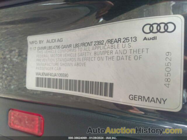 AUDI A4 2.0T PREMIUM/2.0T TECH PREMIUM, WAUENAF40JA105590