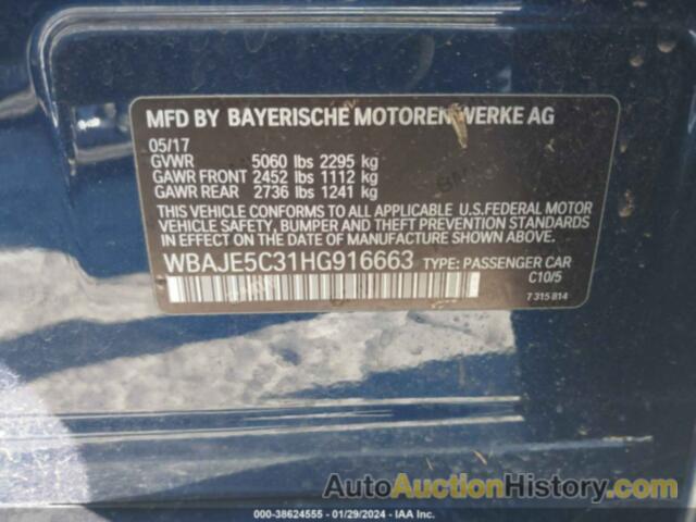 BMW 540I, WBAJE5C31HG916663