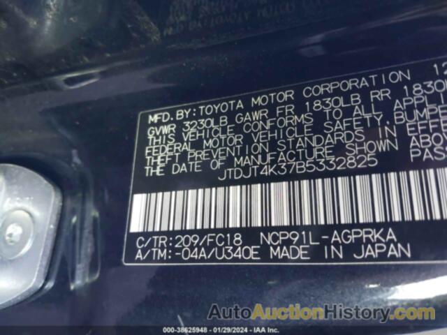 TOYOTA YARIS, JTDJT4K37B5332825