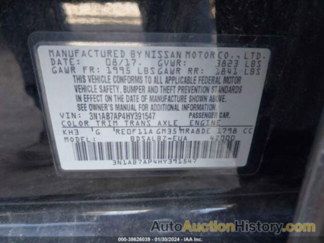 NISSAN SENTRA S, 3N1AB7AP4HY391547