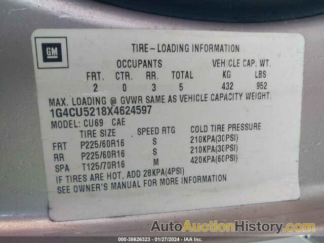 BUICK PARK AVENUE ULTRA, 1G4CU5218X4624597