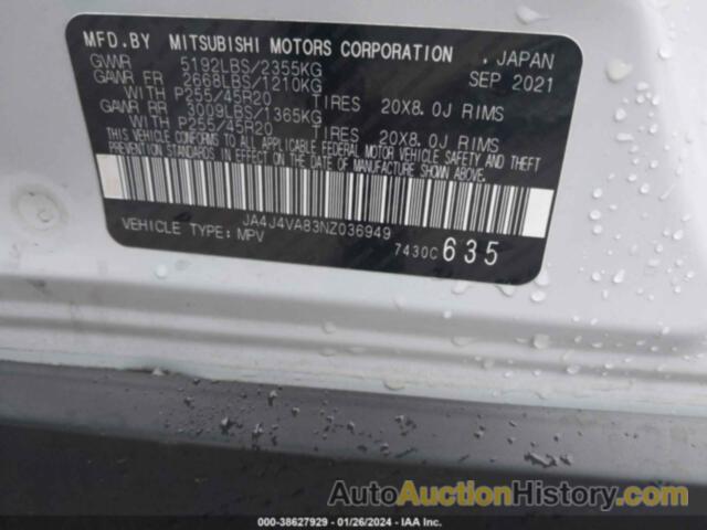 MITSUBISHI OUTLANDER SEL 2.5 S-AWC, JA4J4VA83NZ036949