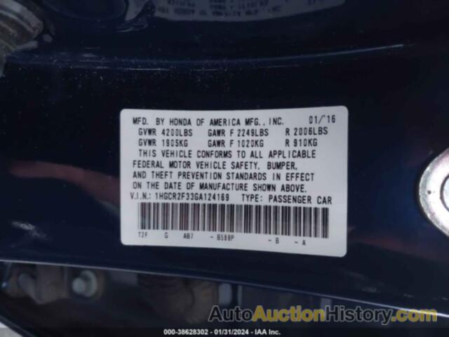 HONDA ACCORD LX, 1HGCR2F33GA124169