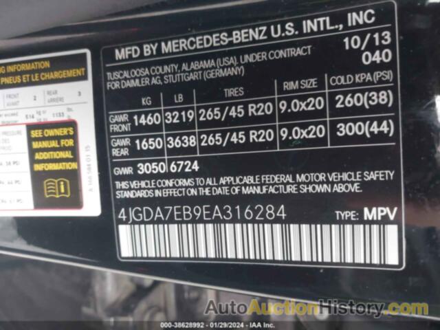 MERCEDES-BENZ ML 63 AMG 4MATIC, 4JGDA7EB9EA316284