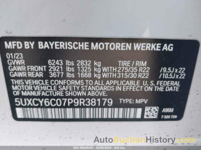 BMW X6 XDRIVE40I, 5UXCY6C07P9R38179