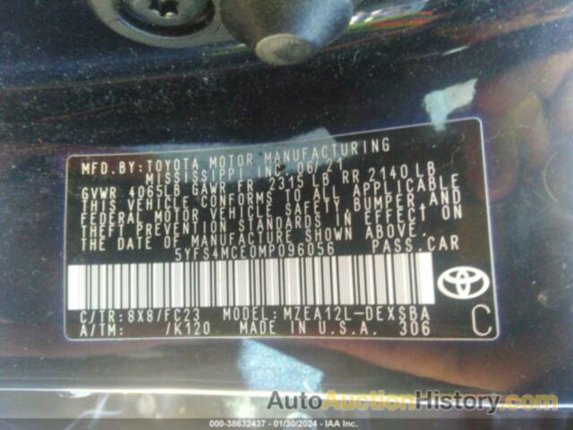 TOYOTA COROLLA SE, 5YFS4MCE0MP096056