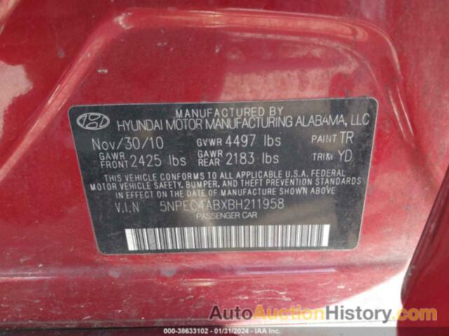 HYUNDAI SONATA LIMITED 2.0T, 5NPEC4ABXBH211958