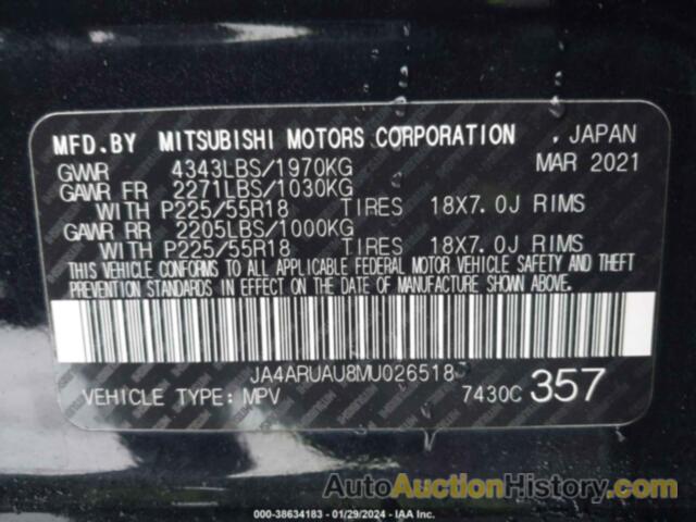 MITSUBISHI OUTLANDER SPORT 2.0 BE AWC/2.0 ES AWC/2.0 LE AWC/2.0 SE AWC, JA4ARUAU8MU026518