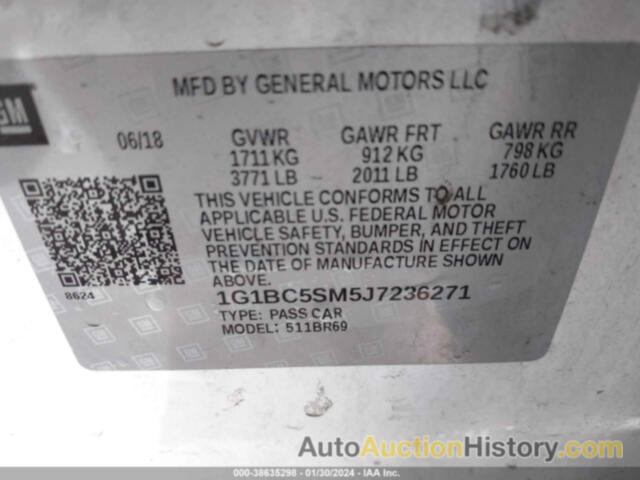 CHEVROLET CRUZE LS AUTO, 1G1BC5SM5J7236271