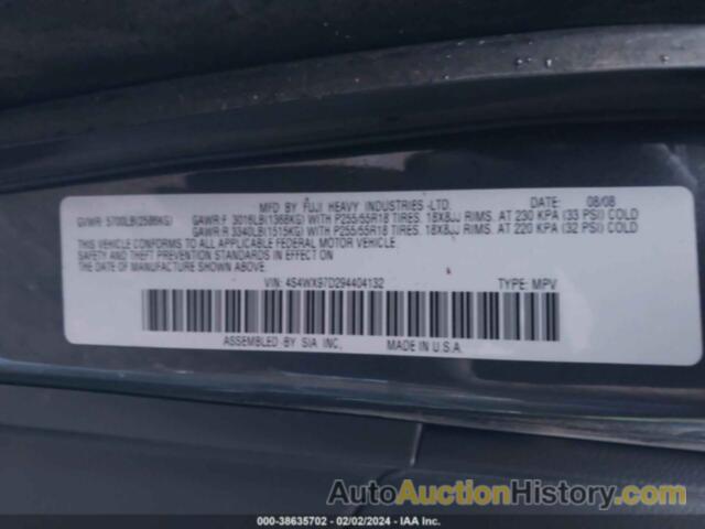 SUBARU TRIBECA LIMITED 7-PASSENGER, 4S4WX97D294404132