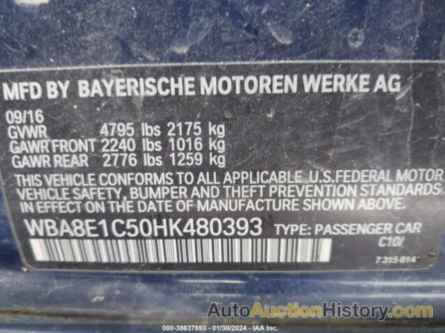 BMW 330E IPERFORMANCE, WBA8E1C50HK480393