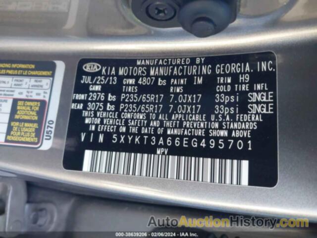 KIA SORENTO LX, 5XYKT3A66EG495701