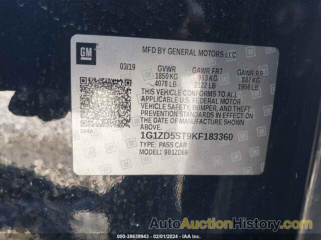 CHEVROLET MALIBU LT, 1G1ZD5ST9KF183360