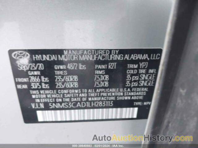 HYUNDAI SANTA FE SEL, 5NMS3CAD1LH283113