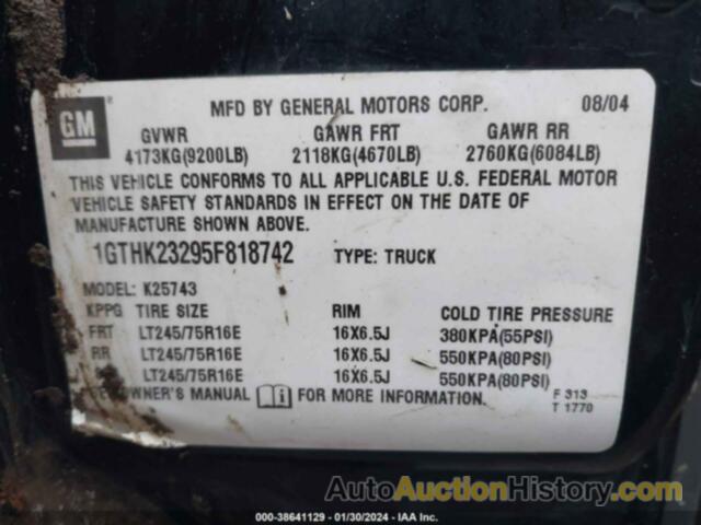 GMC SIERRA 2500HD SLE, 1GTHK23295F818742