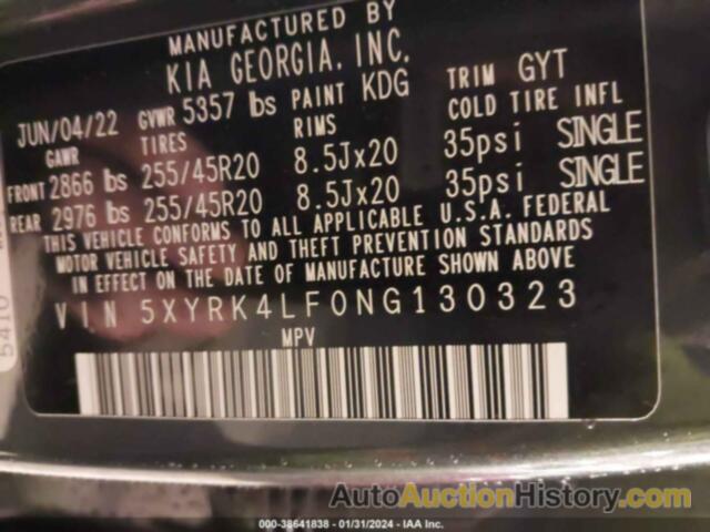 KIA SORENTO SX, 5XYRK4LF0NG130323