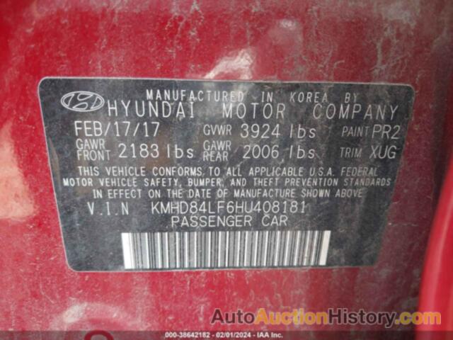 HYUNDAI ELANTRA VALUE EDITION, KMHD84LF6HU408181