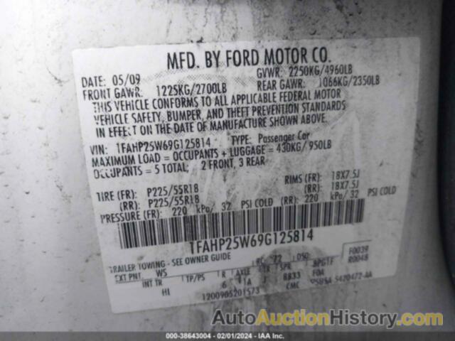 FORD TAURUS LIMITED, 1FAHP25W69G125814