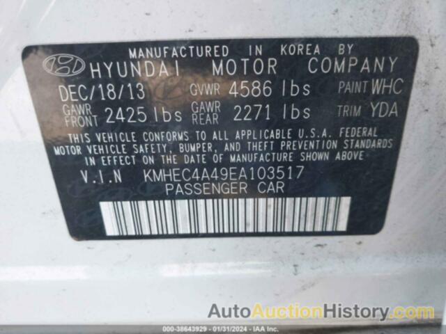 HYUNDAI SONATA HYBRID LIMITED, KMHEC4A49EA103517