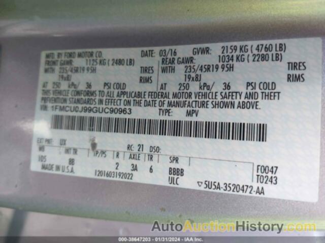 FORD ESCAPE TITANIUM, 1FMCU0J99GUC90963