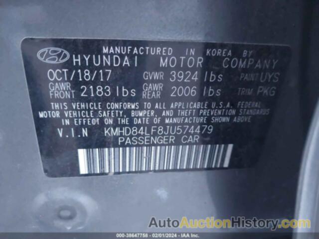 HYUNDAI ELANTRA SEL, KMHD84LF8JU574479