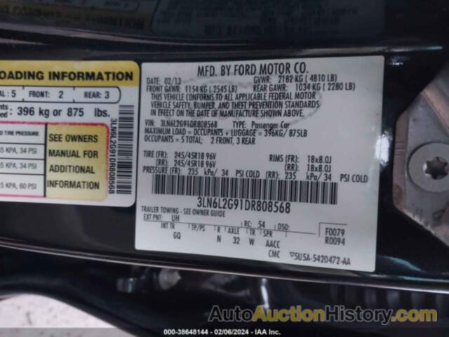 LINCOLN MKZ, 3LN6L2G91DR808568