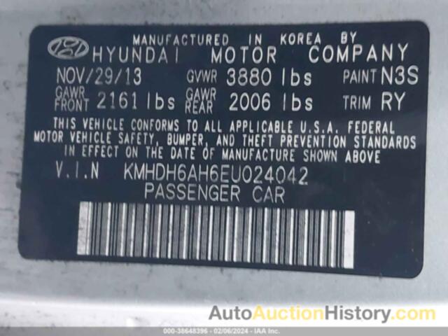 HYUNDAI ELANTRA, KMHDH6AH6EU024042