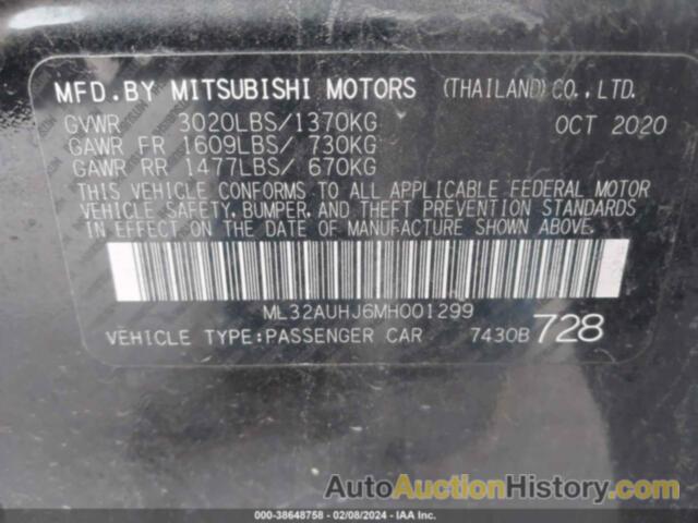 MITSUBISHI MIRAGE CARBONITE EDITION/ES/LE, ML32AUHJ6MH001299