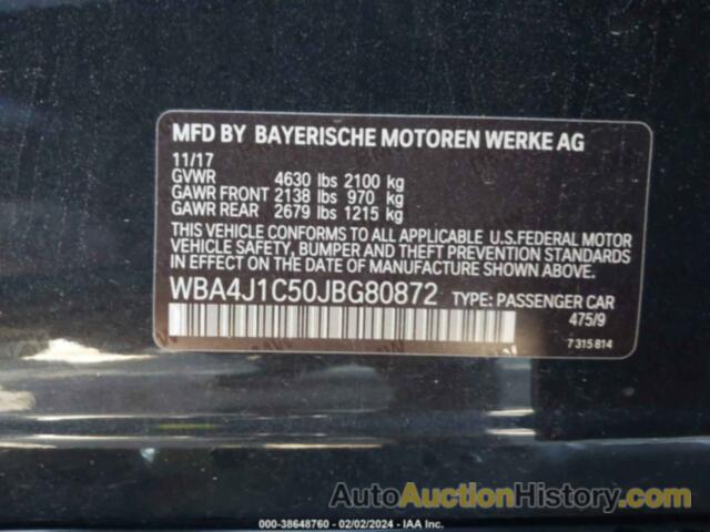 BMW 430I GRAN COUPE, WBA4J1C50JBG80872