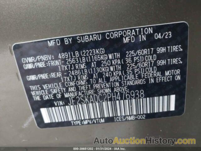 SUBARU FORESTER PREMIUM, JF2SKADC2PH476938