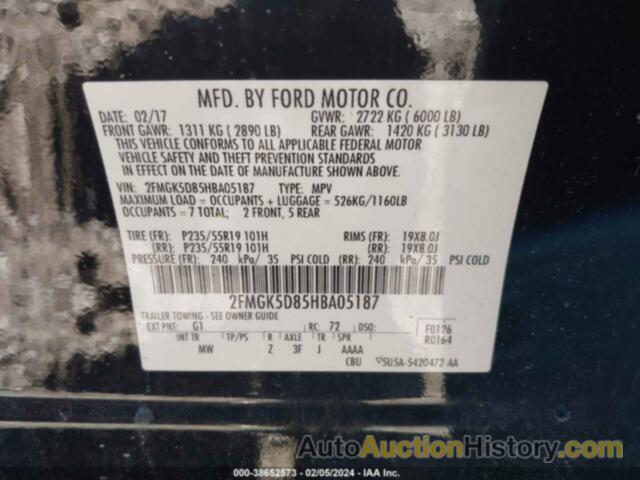 FORD FLEX LIMITED, 2FMGK5D85HBA05187