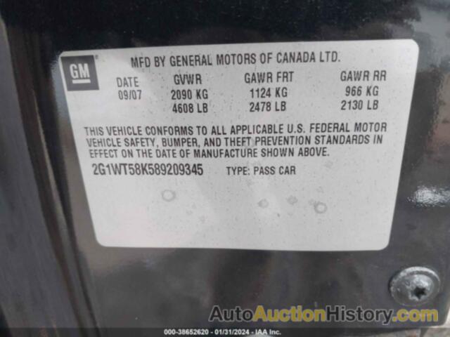 CHEVROLET IMPALA LT, 2G1WT58K589209345