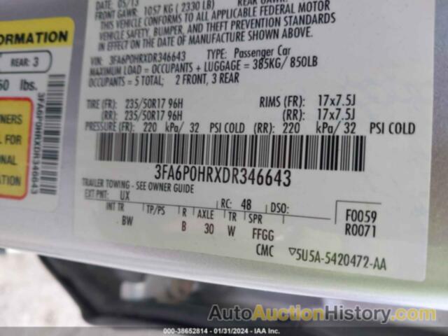 FORD FUSION SE, 3FA6P0HRXDR346643