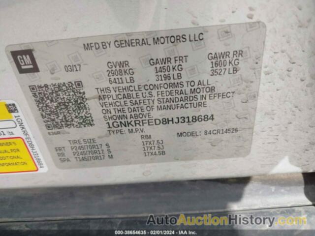 CHEVROLET TRAVERSE LS, 1GNKRFED8HJ318684