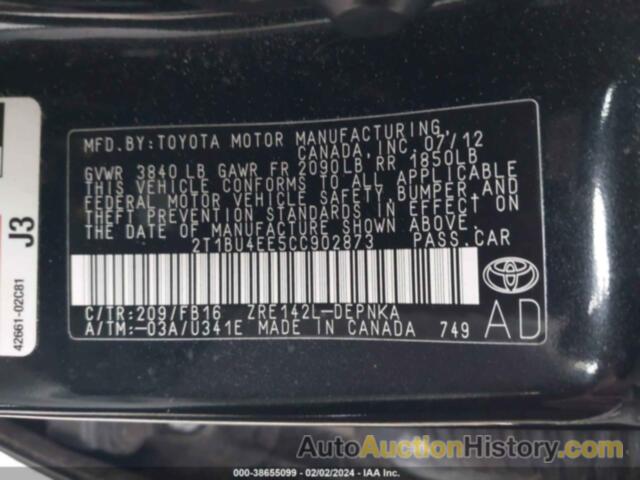 TOYOTA COROLLA LE, 2T1BU4EE5CC902873