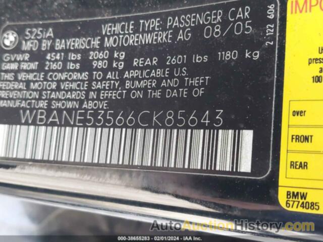 BMW 525 I, WBANE53566CK85643