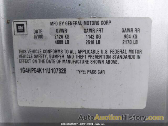 BUICK LESABRE CUSTOM, 1G4HP54K11U107328