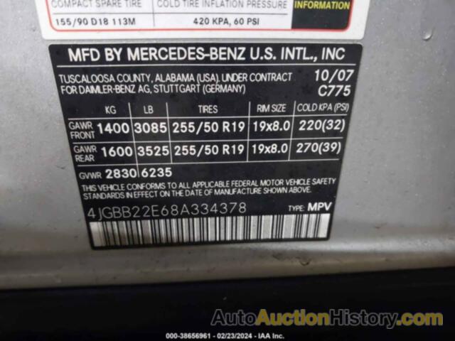 MERCEDES-BENZ ML 320 CDI 4MATIC, 4JGBB22E68A334378