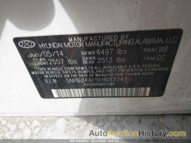 HYUNDAI SONATA SE, 5NPE24AF5FH012747