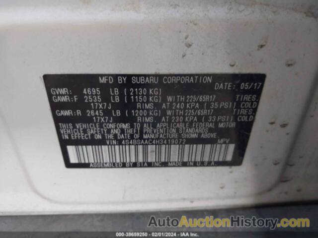 SUBARU OUTBACK 2.5I, 4S4BSAAC4H3419072