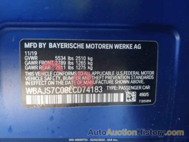 BMW M550I XDRIVE, WBAJS7C08LCD74183