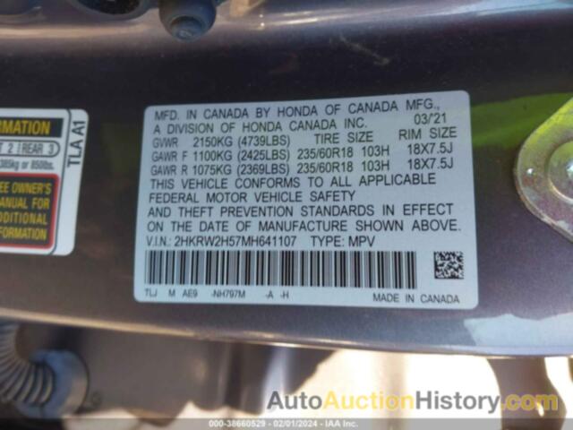 HONDA CR-V AWD EX, 2HKRW2H57MH641107