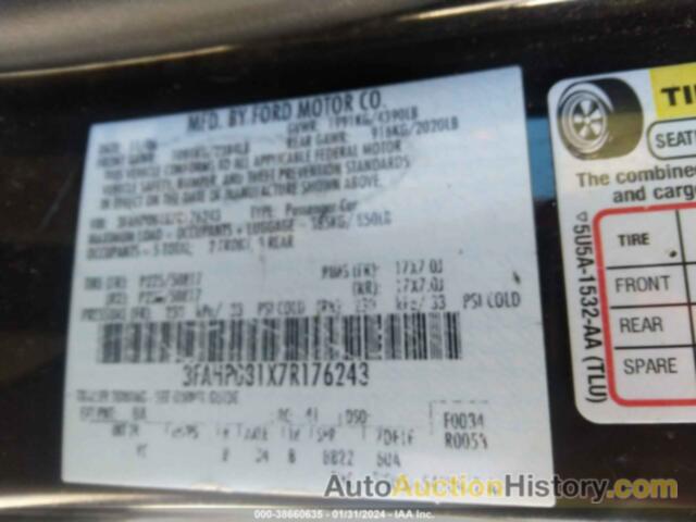 FORD FUSION SEL, 3FAHP081X7R176243