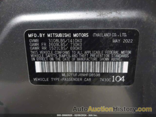 MITSUBISHI MIRAGE G4 BLACK EDITION/ES/LE, ML32FUFJ8NHF08598